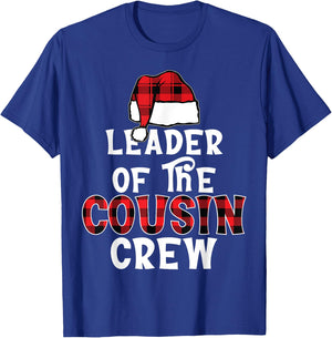 Leader of The Cousin Crew Pajamas Funny Xmas Buffalo Plaid T-Shirt - T-Shirt | Royal