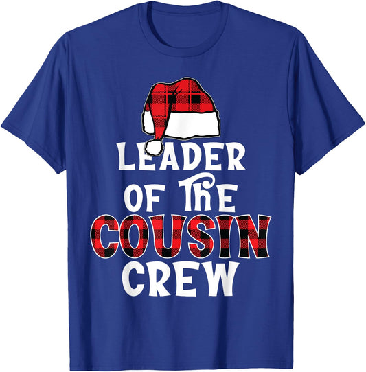 Leader of The Cousin Crew Pajamas Funny Xmas Buffalo Plaid T-Shirt - T-Shirt | Royal