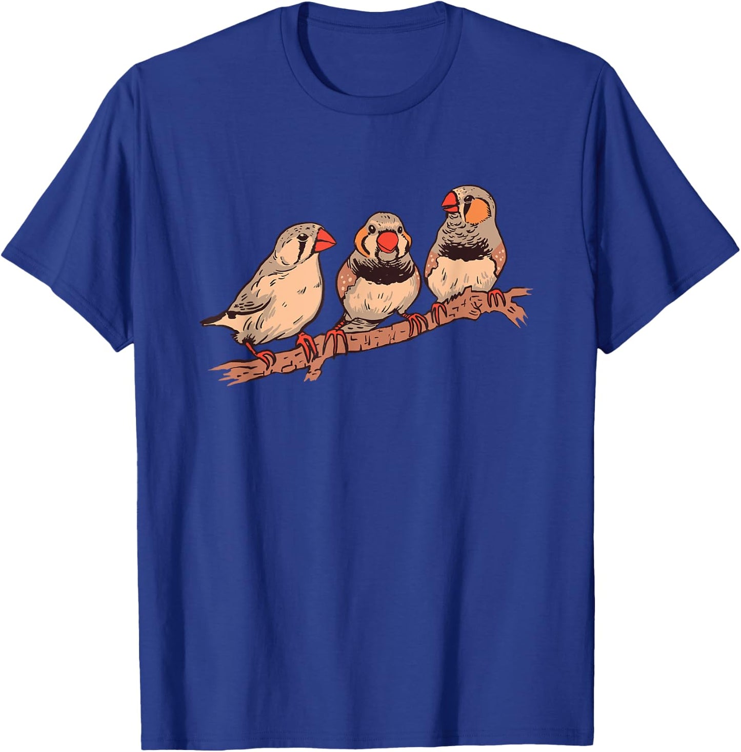 Three Zebra Finches On A Branch Pet Birds Zebra Finch T-Shirt - T-Shirt | Royal