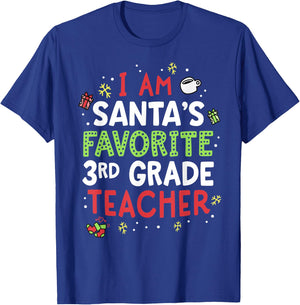 Santas Favorite Teacher Shirt Third 3rd Grade School Xmas T-Shirt - T-Shirt | Royal