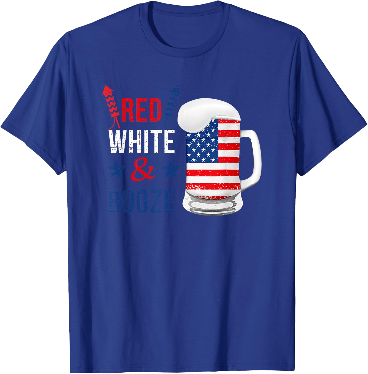 Red White and Booze 4th of July Funny Drinking Men Women T-Shirt - T-Shirt | Royal