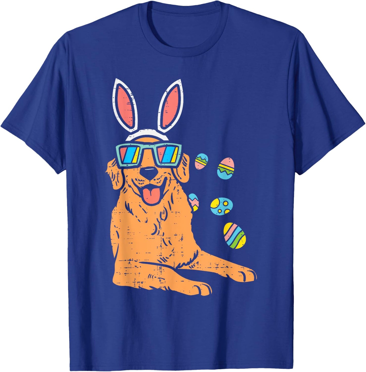 Golden Retriever Bunny Glasses Easter Eggs Dog Owner Lover Women Kids T-Shirt - T-Shirt | Royal