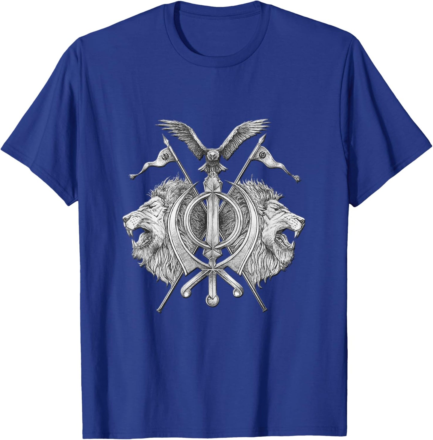 Sikh Brave Lion Khanda T-Shirt - T-Shirt | Royal