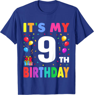 It's My 9th Birthday 9 Nine Happy Birthday Boys or Girls T-Shirt - T-Shirt | Royal