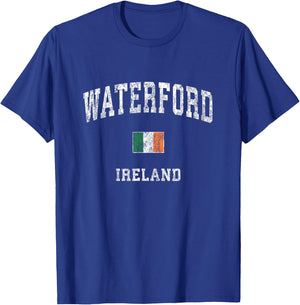 Waterford Ireland Vintage Athletic Sports Design T-Shirt - T-Shirt | Royal