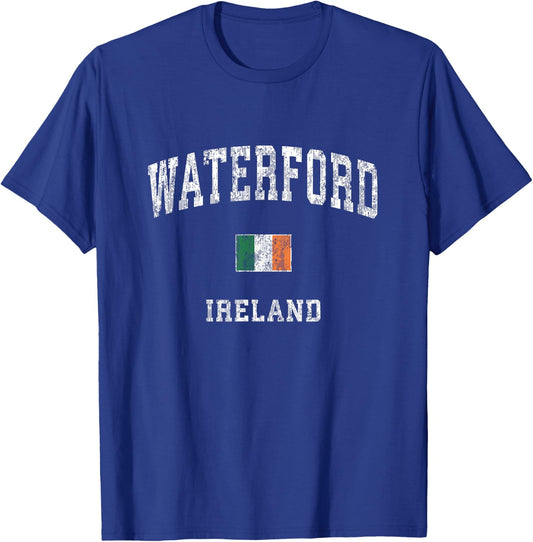 Waterford Ireland Vintage Athletic Sports Design T-Shirt - T-Shirt | Royal