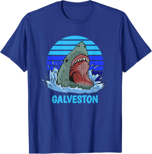 Galveston Vacation Shark Theme T-Shirt - T-Shirt | Royal