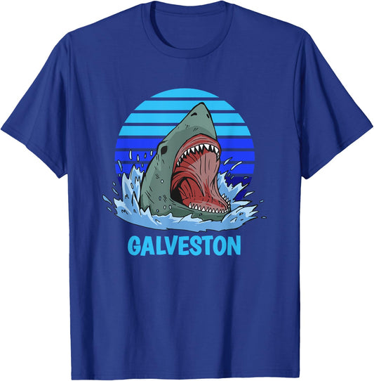 Galveston Vacation Shark Theme T-Shirt - T-Shirt | Royal