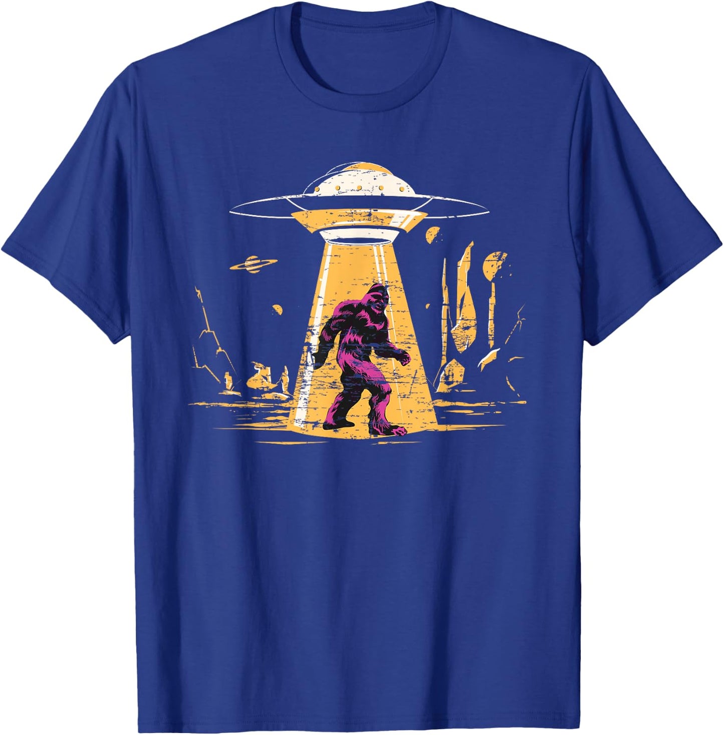 Alien Bigfoot UFO Abduction Sasquatch Yeti Cryptid Bigfoot T-Shirt - T-Shirt | Royal