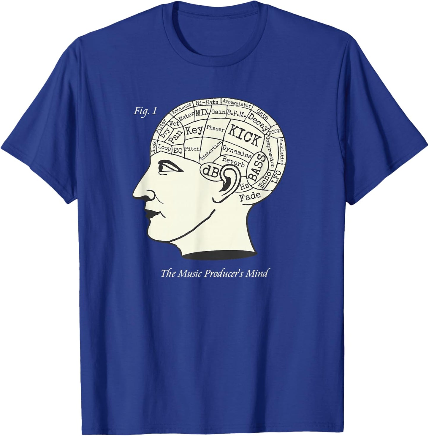 The Music Producer's Mind Phrenology Techno T-Shirt - T-Shirt | Royal