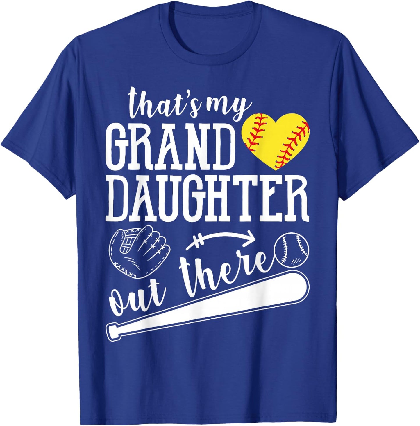 That's My Granddaughter Out There Softball Heart Support T-Shirt - T-Shirt | Royal