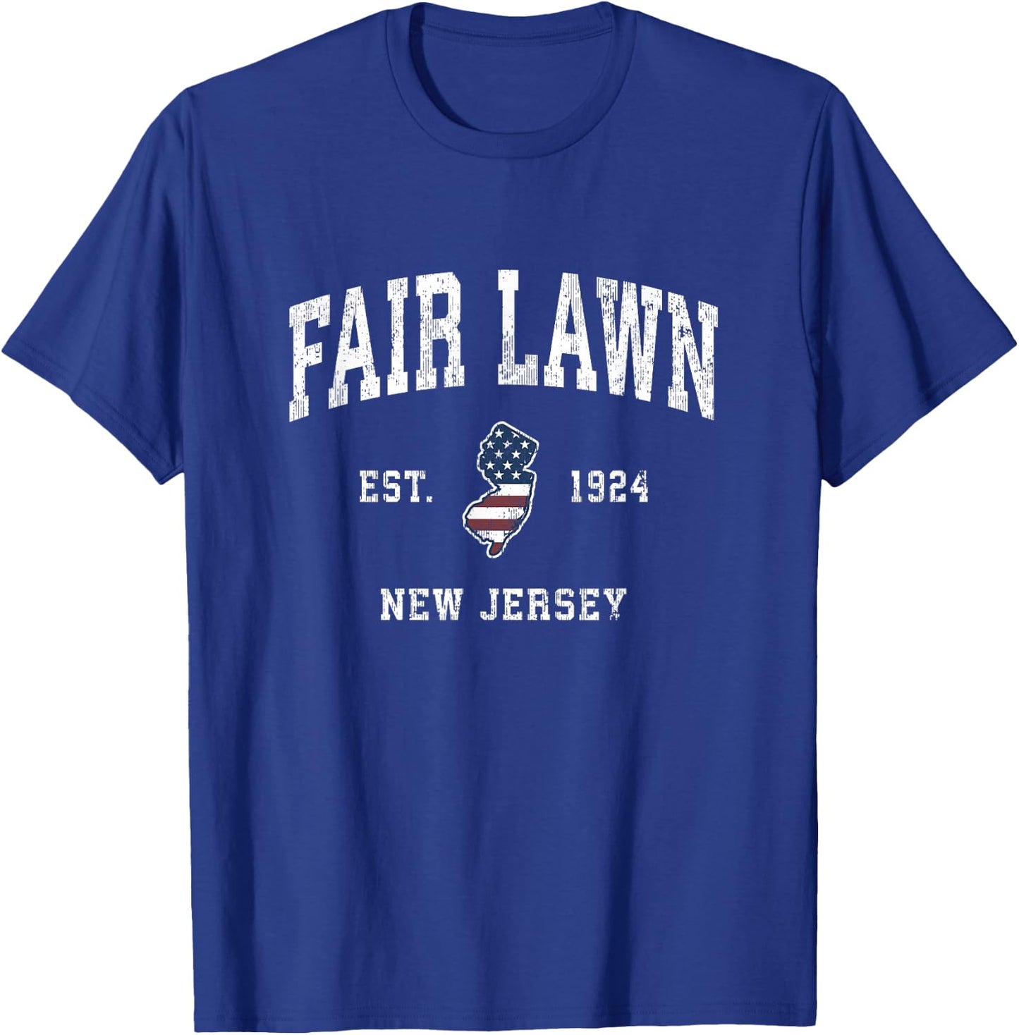 Fair Lawn New Jersey NJ Vintage American Flag Sports Design T-Shirt - T-Shirt | Royal