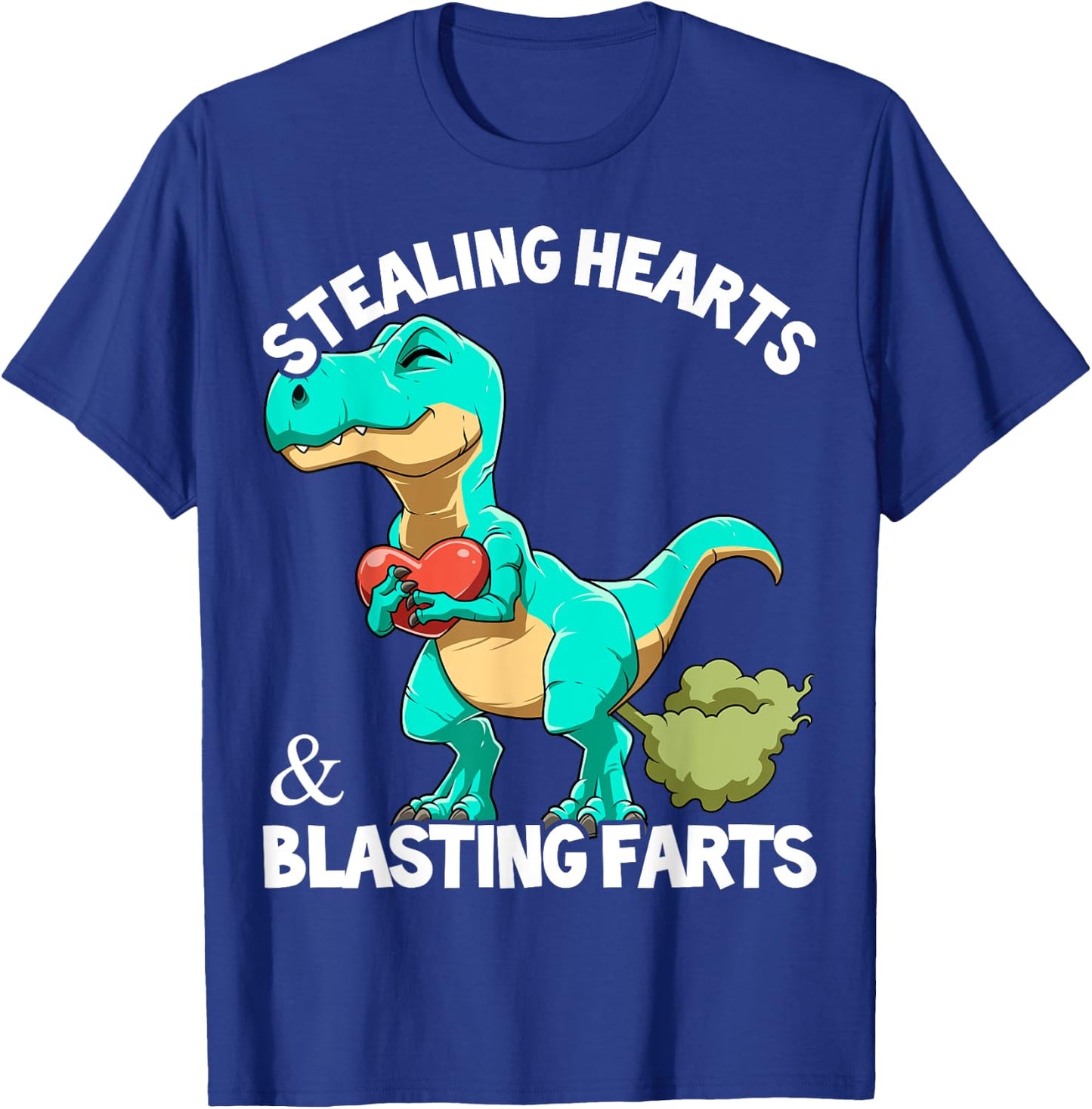 Dinosaur Fart T-Rex Valentine Stealing Hearts Blasting Farts T-Shirt - T-Shirt | Royal