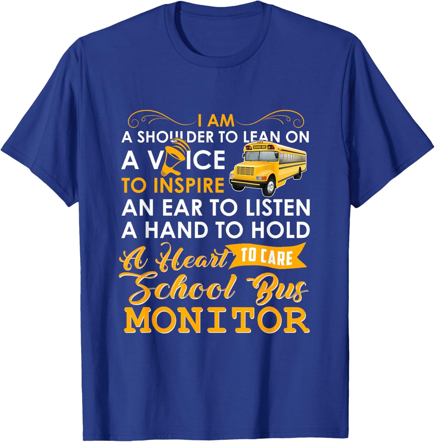 A Heart To Care School Bus Monitor Driver Speed Students Top T-Shirt - T-Shirt | Royal