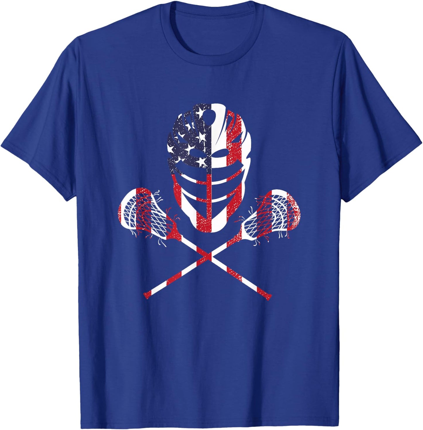 Lacrosse American Flag Lax Helmet Sticks 4th of July T-Shirt - T-Shirt | Royal