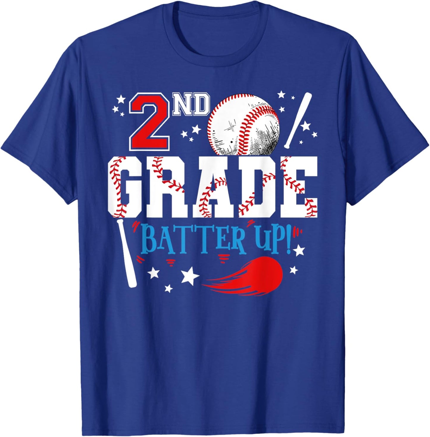 2nd Grade Batter Up Back To School Baseball Player Boys T-Shirt - T-Shirt | Royal