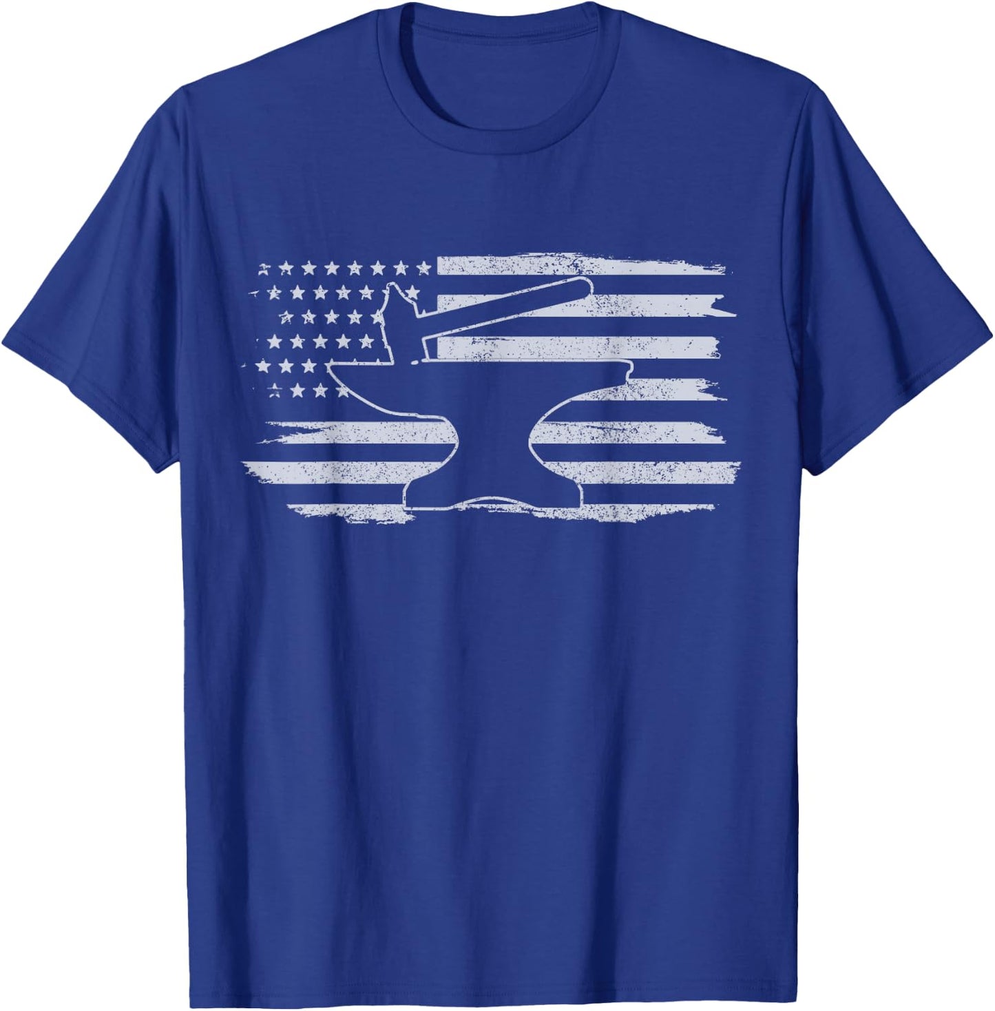 Blacksmith - Hammer Anvil USA Flag Knife Maker Steel Gift T-Shirt - T-Shirt | Royal