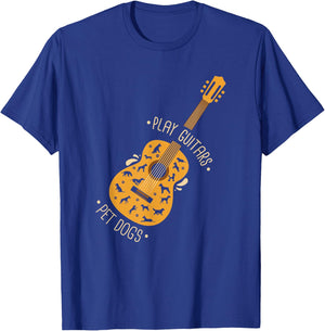 Play Guitars Pet Dogs I Dog And Music Lovers I Guitar T-Shirt - T-Shirt | Royal