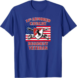 11th Armored Cavalry Regiment Veteran (Back Design) T-Shirt - T-Shirt | Royal