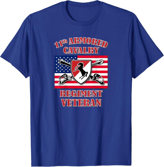 11th Armored Cavalry Regiment Veteran (Back Design) T-Shirt - T-Shirt | Royal