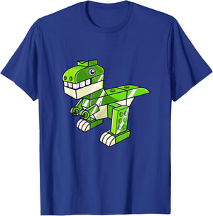 Dinosaur T Rex Master Builder Building Blocks Boys Kids T-Shirt - T-Shirt | Royal