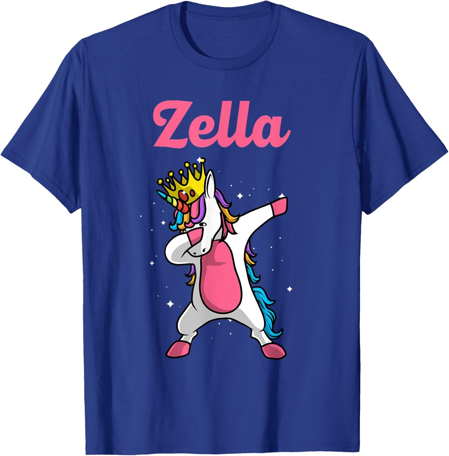 ZELLA Name Personalized Birthday Dabbing Unicorn Queen T-Shirt - T-Shirt | Royal