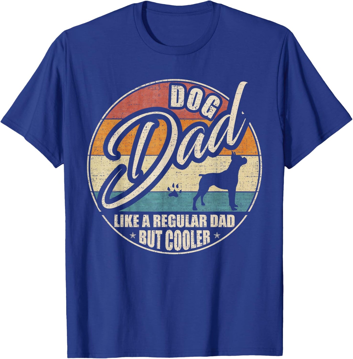 Vintage Retro Dog Dad Like A Regular Dad But Cooler Funny T-Shirt - T-Shirt | Royal
