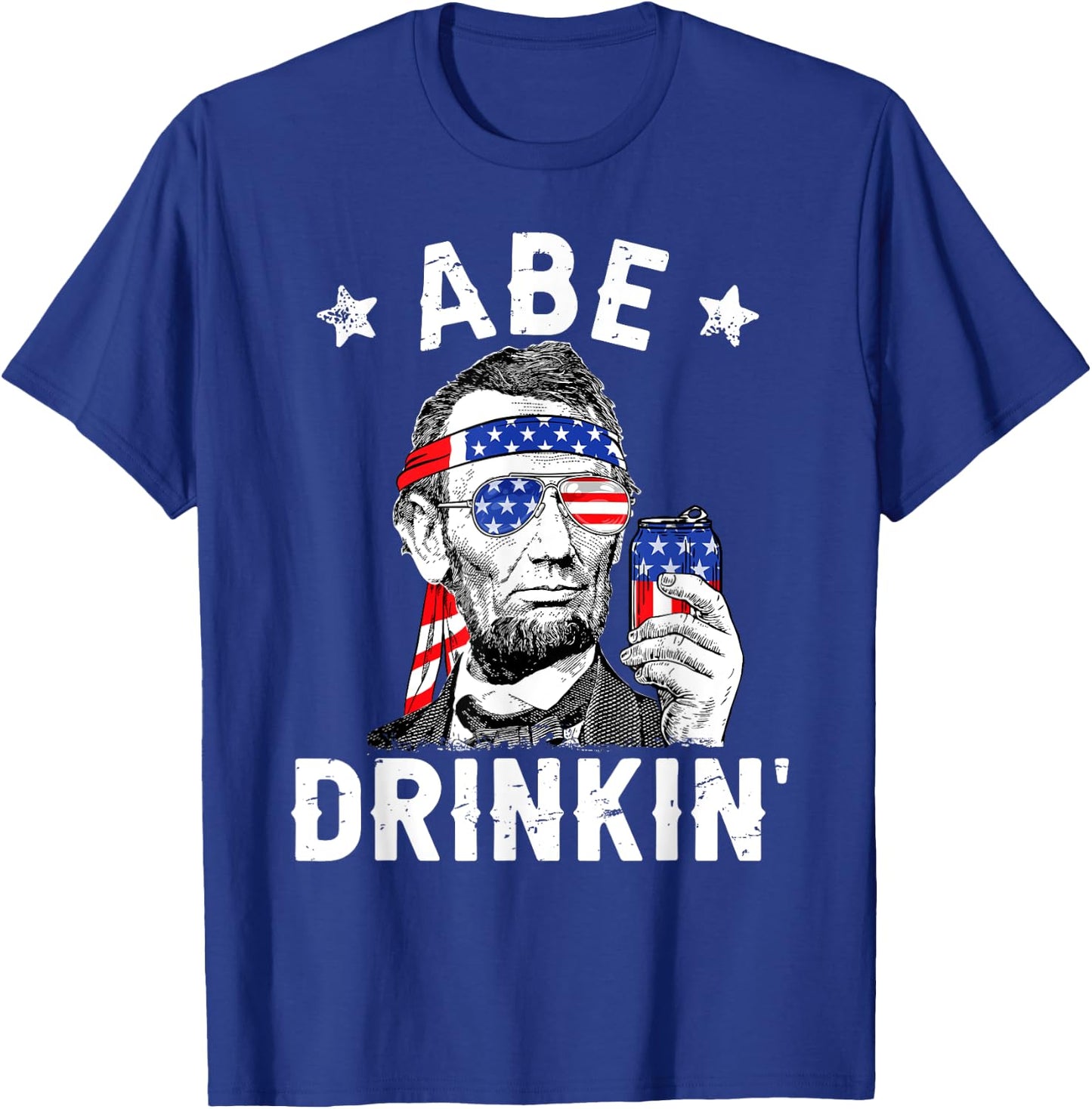 4th of July Abe Drinking Merica Abraham Lincoln Beer Lover T-Shirt - T-Shirt | Royal