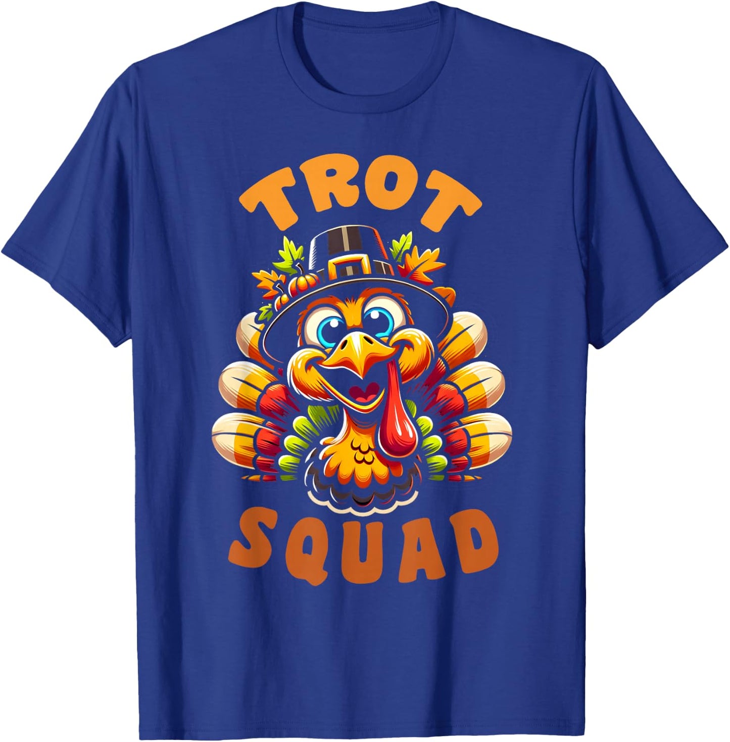 Trot Squad Funny Retro Thanksgiving Day Running Turkey T-Shirt - T-Shirt | Royal