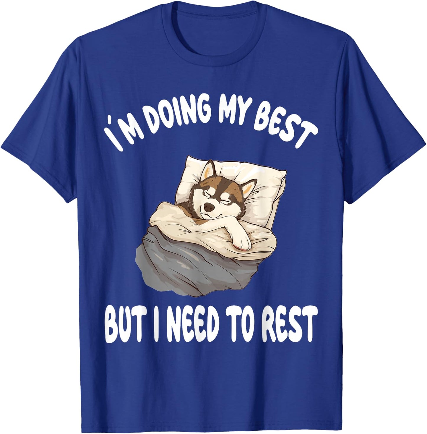 Siberian Husky Dog Pajamas Nightgown Sleeping Napping T-Shirt - T-Shirt | Royal