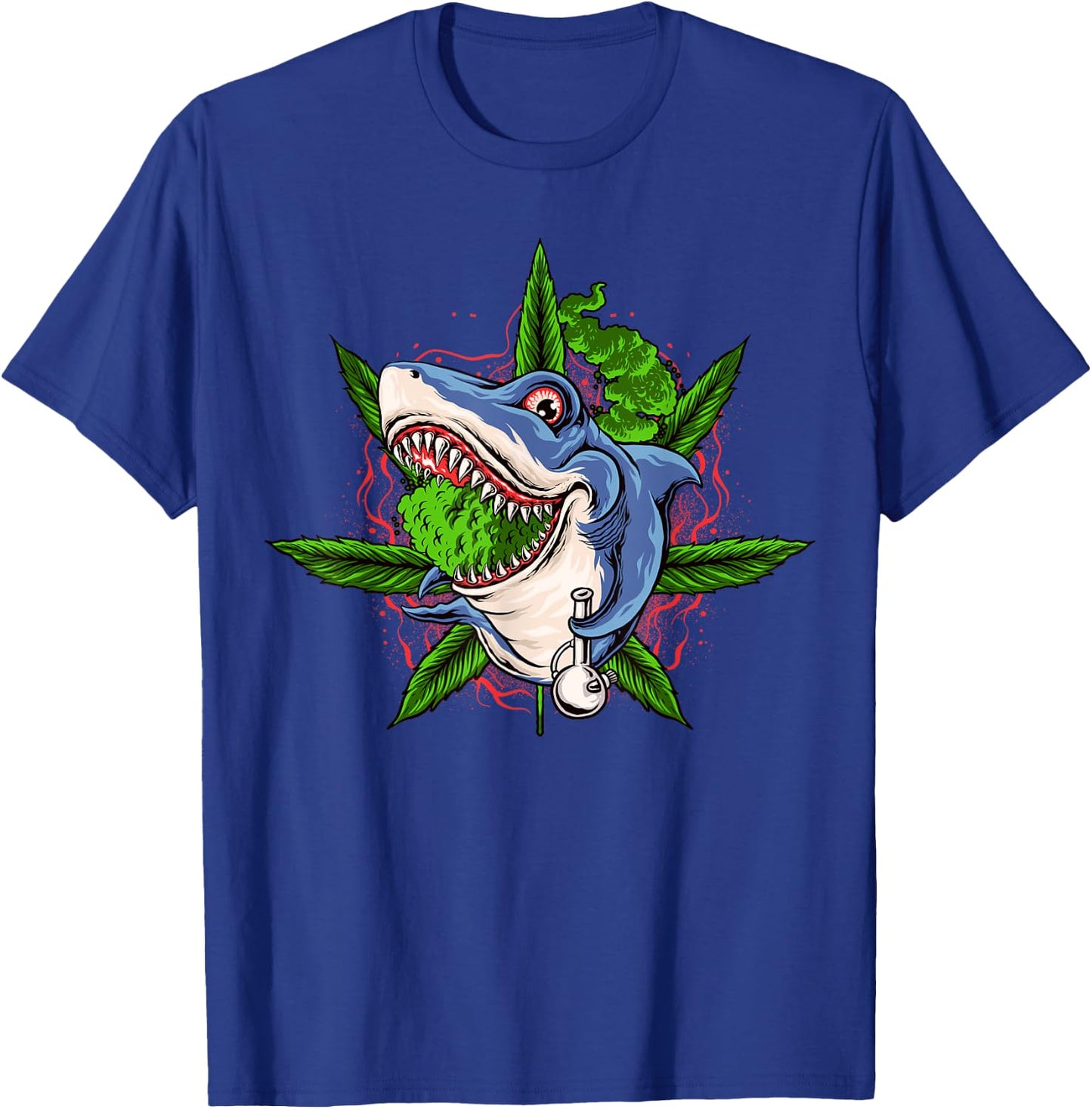 Funny Shark Weed Smoker Shark Smoking Bong Marijuana T-Shirt - T-Shirt | Royal