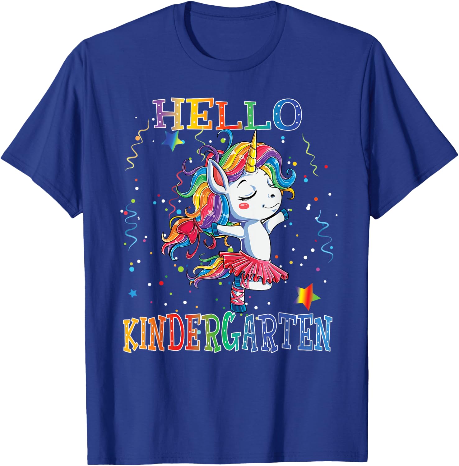 Hello Kindergarten Cute Unicorn First Day Of School Gifts T-Shirt - T-Shirt | Royal