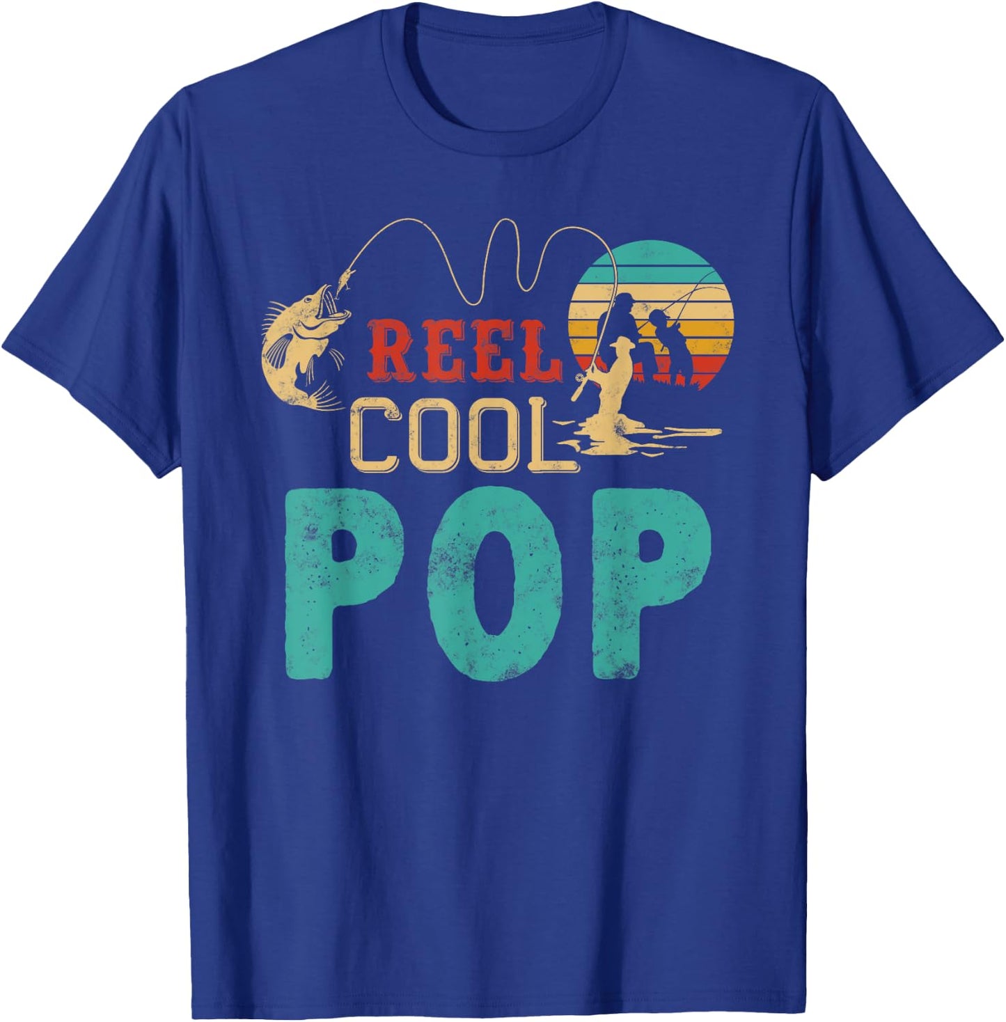 Fishing Reel Cool Pop Father’s day Gift Fisherman Pop T-Shirt - T-Shirt | Royal