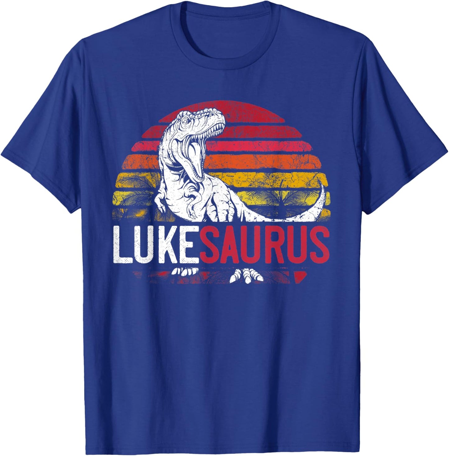 Luke Saurus Funny Personalized Dinosaur T Rex Name Gift Boys T-Shirt - T-Shirt | Royal