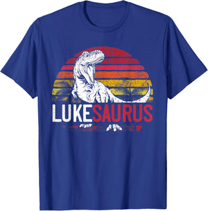 Luke Saurus Funny Personalized Dinosaur T Rex Name Gift Boys T-Shirt - T-Shirt | Royal