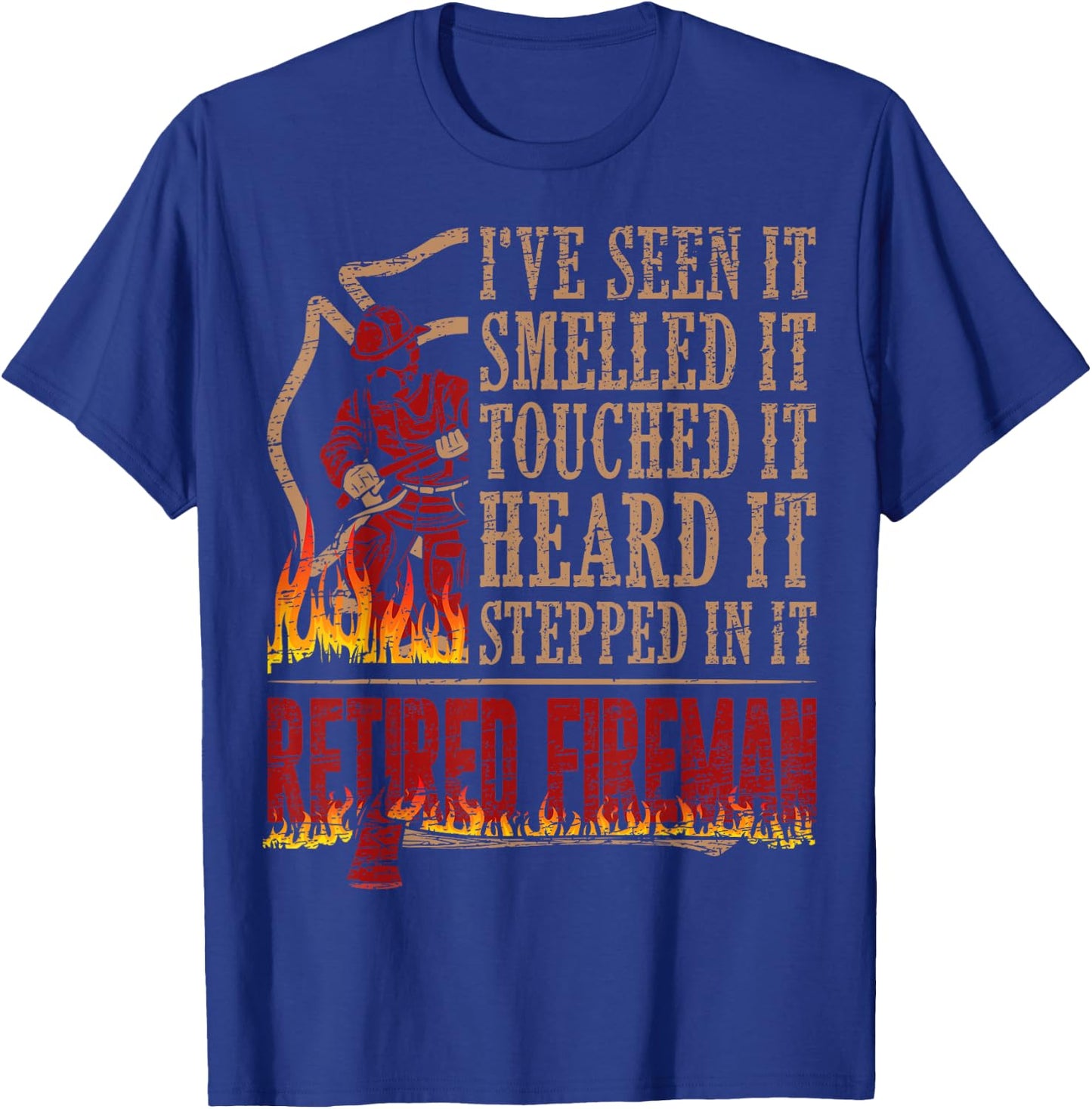 Retired Fireman Firefighter Axe Fire Gift T-Shirt - T-Shirt | Royal