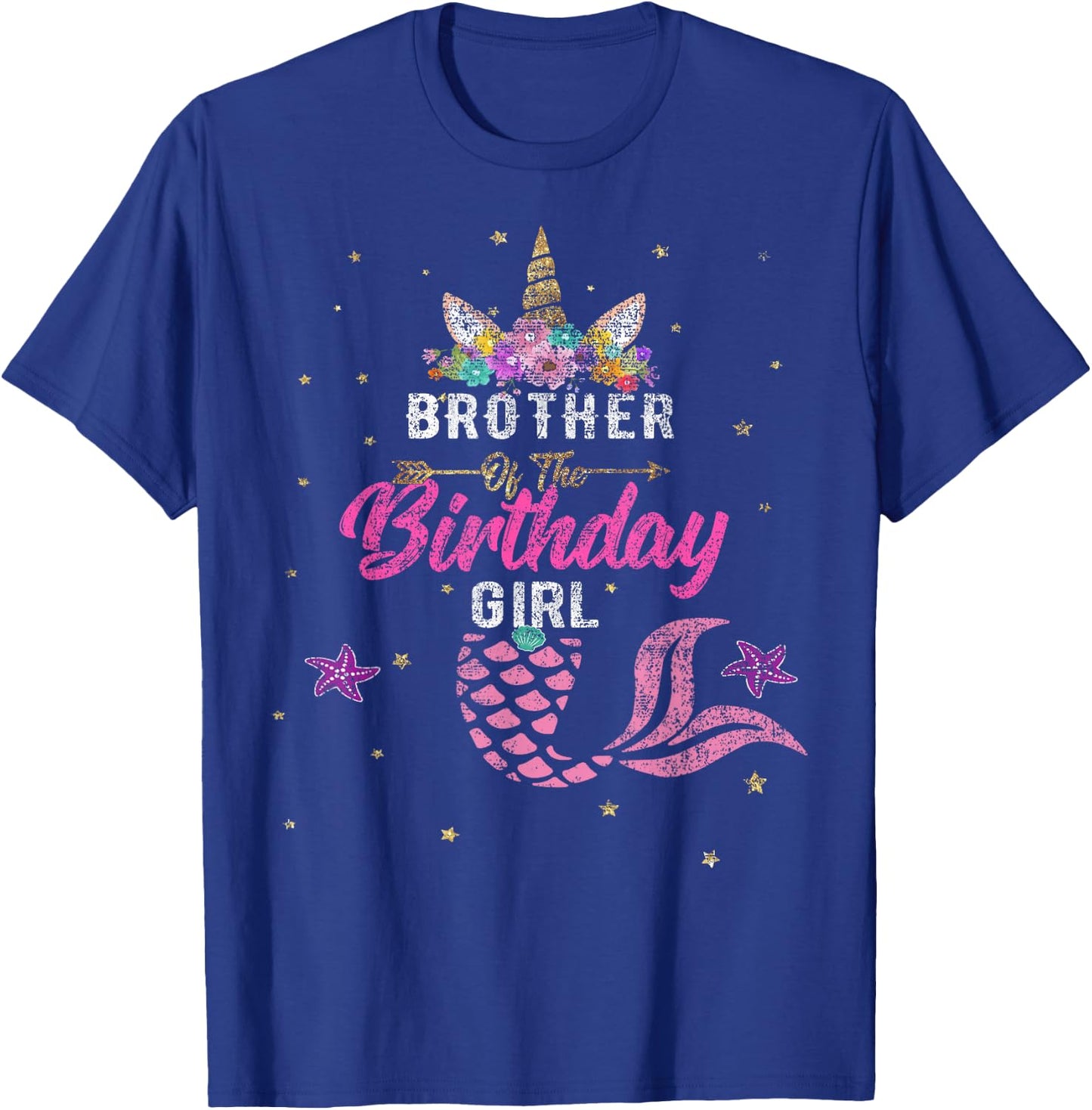 Brother of Birthday Girl Unicorn Shirt Mermaid Gift T-Shirt - T-Shirt | Royal