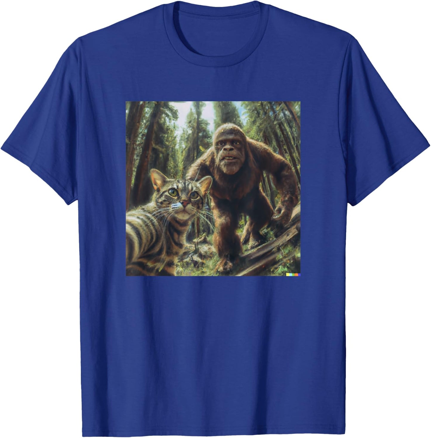 Cat Bigfoot Sasquatch Selfie Photo Funny Retro Classic Humor Men Women Girls Kids T-Shirt - T-Shirt | Royal