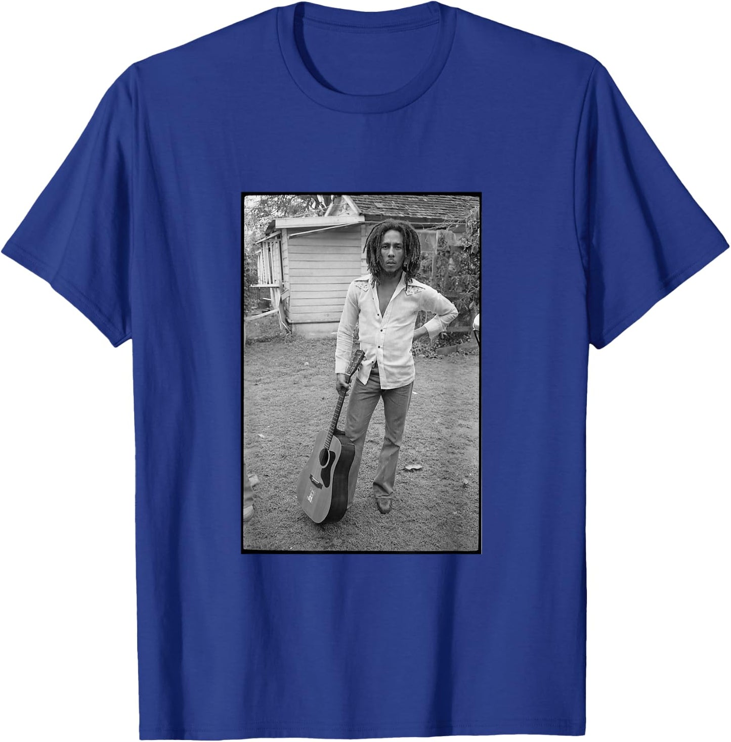 Bob Marley x David Burnett Guitar Photo T-Shirt - T-Shirt | Royal