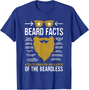Bearded Man Vintage Style Funny Beard Facts Gift T-Shirt - T-Shirt | Royal