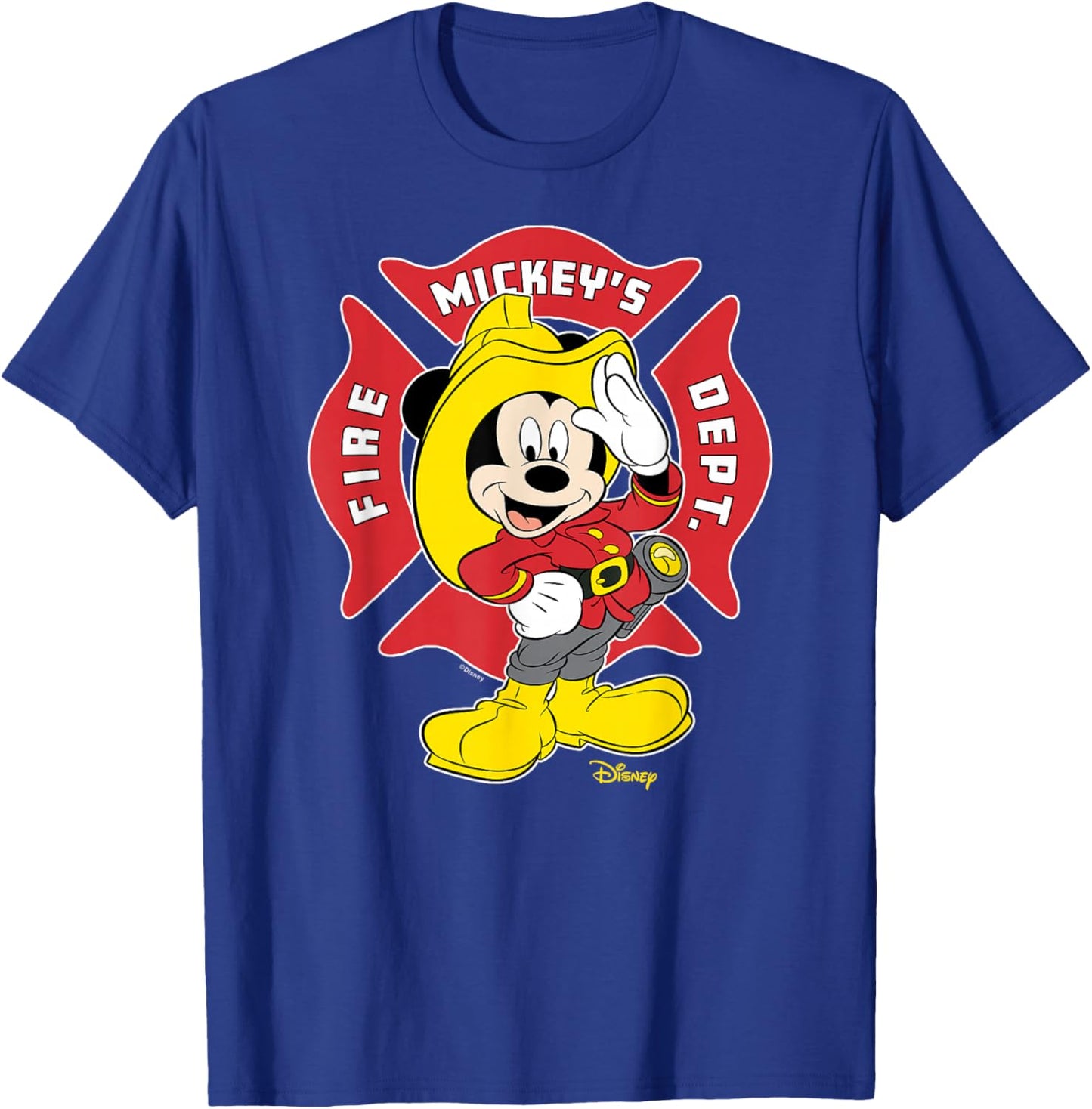 Mickey Mouse - Fire Department Career Badge T-Shirt - T-Shirt | Royal
