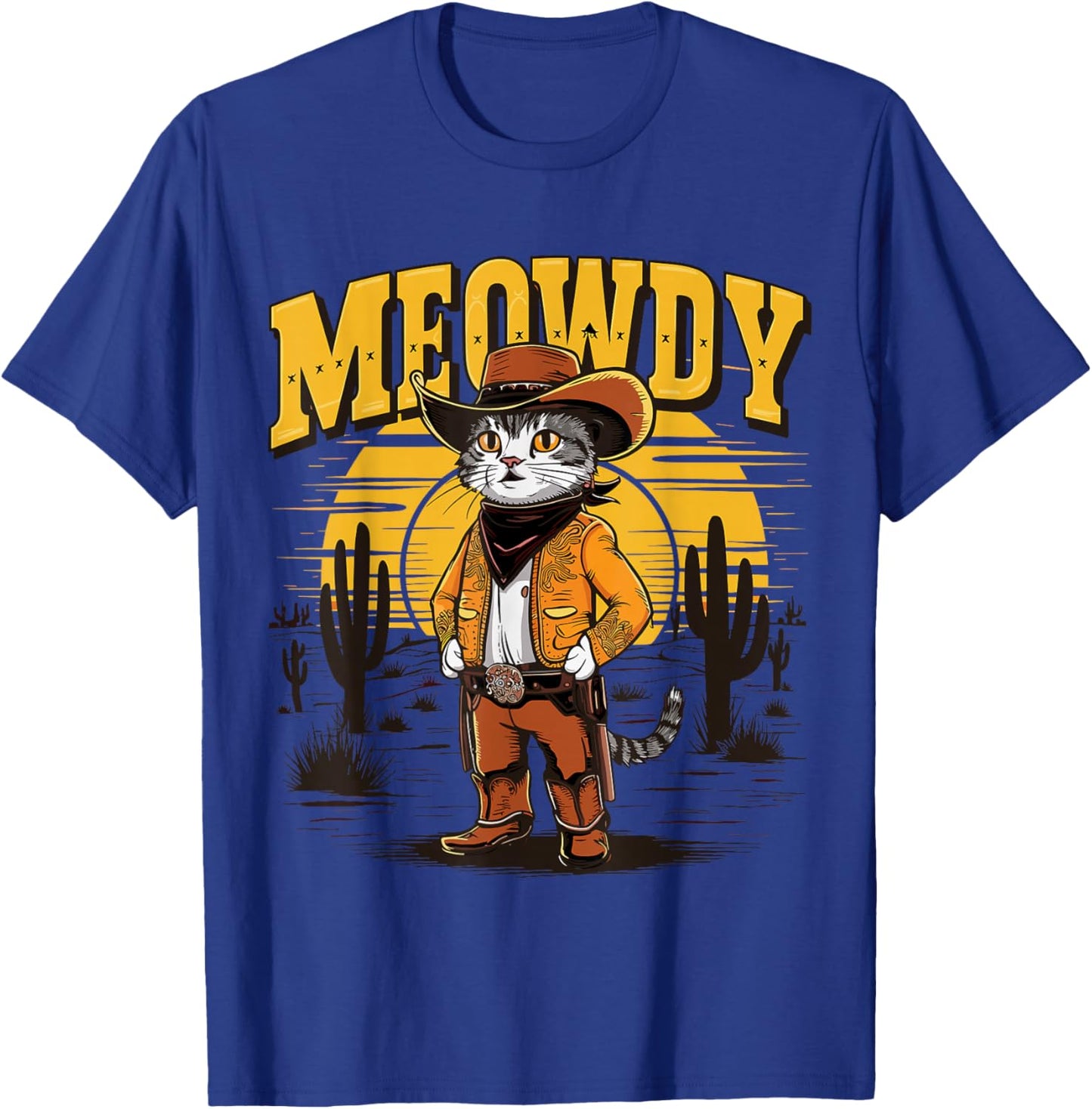Meowdy Cowboy Cat Country Western Cat T-Shirt - T-Shirt | Royal