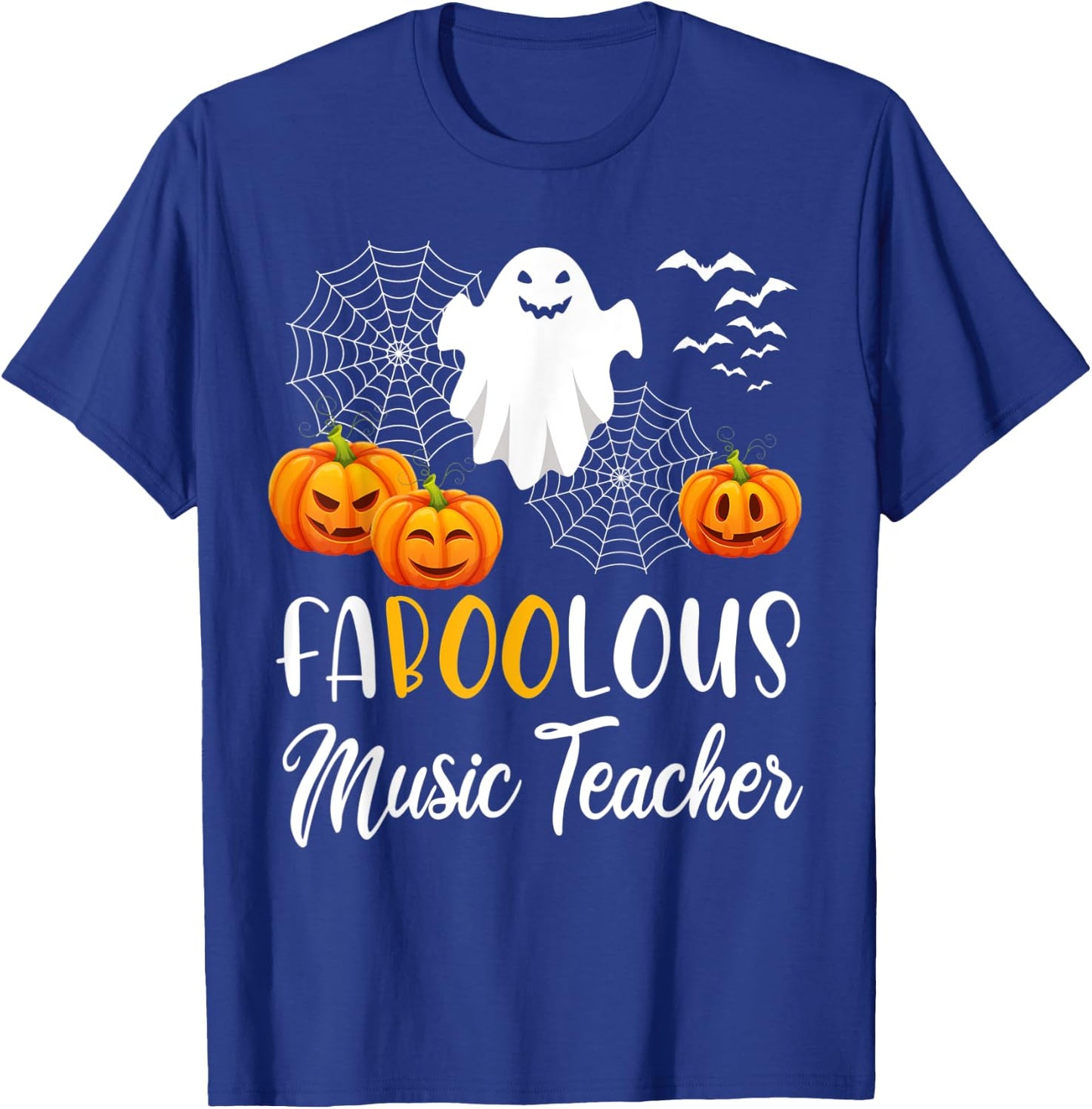 Faboolous Music Teacher Funny Pumpkin Boo Halloween Gift T-Shirt - T-Shirt | Royal