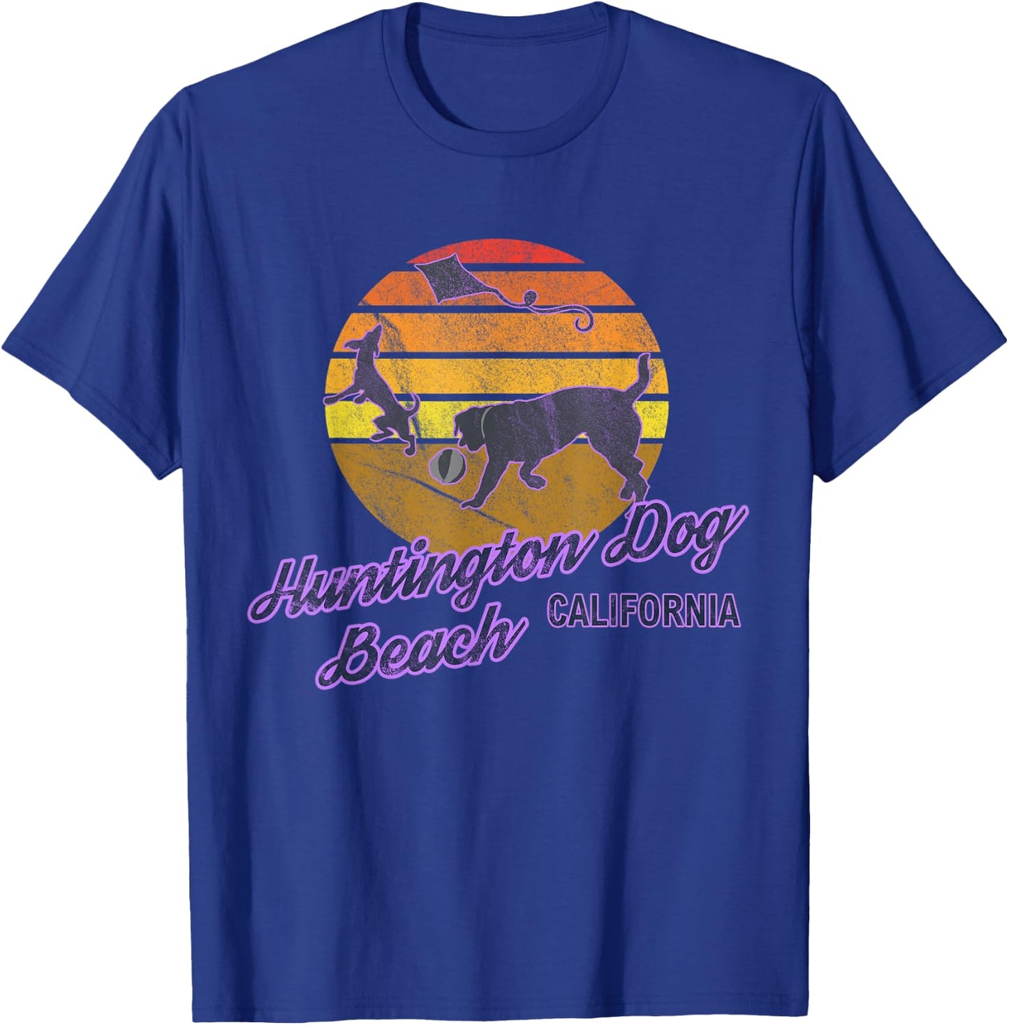 Huntington Dog Beach California USA Dog Walkers Men Women T-Shirt - T-Shirt | Royal