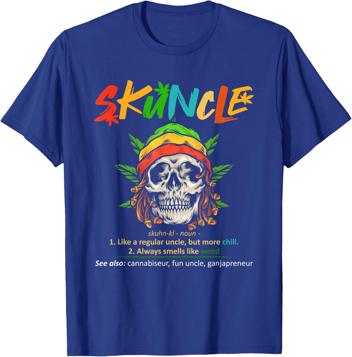 Funny Retro Vintage Uncle Skunkle Weed Smoker T-Shirt - T-Shirt | Royal