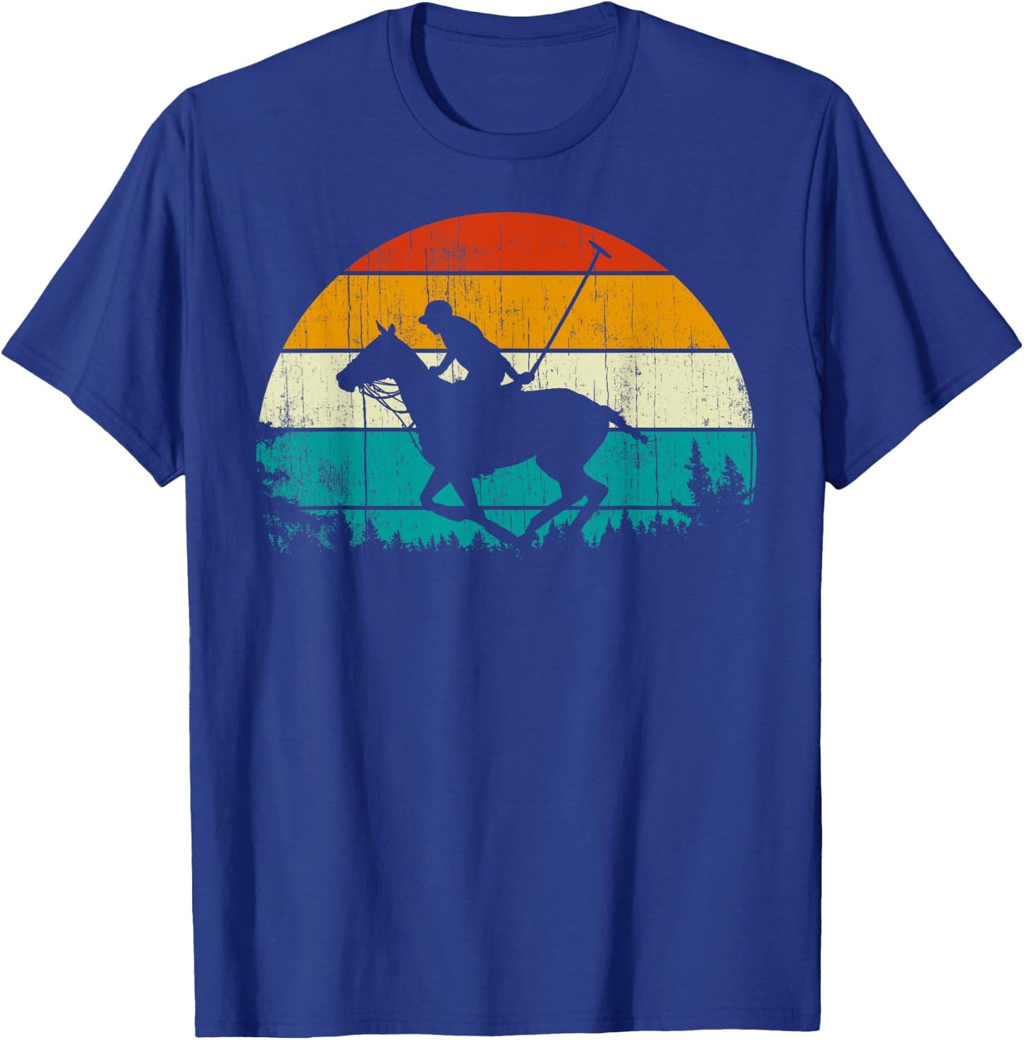 Horse Polo Player Vintage Retro 80s Style Horse Riding T-Shirt - T-Shirt | Royal