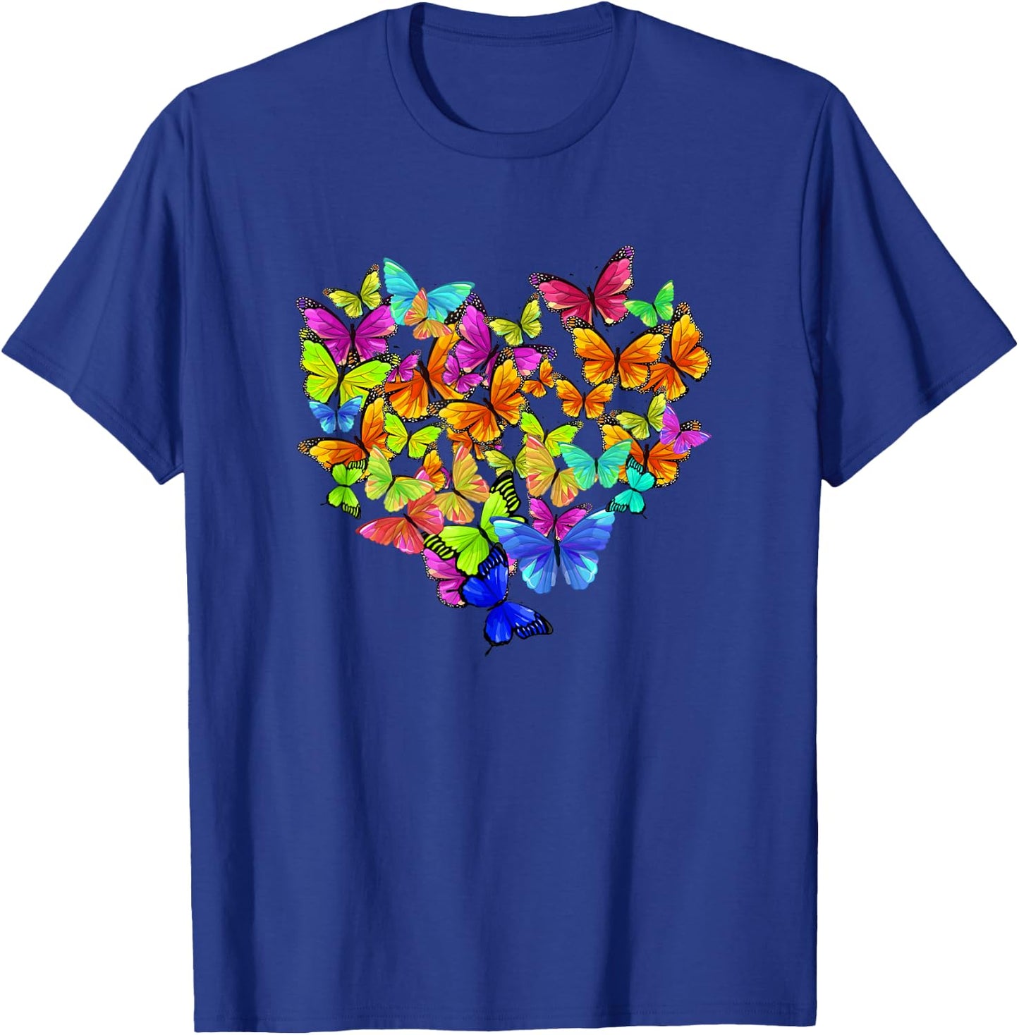 Colorful Cute Butterfly Heart - Rainbow Butterflies T-Shirt - T-Shirt | Royal