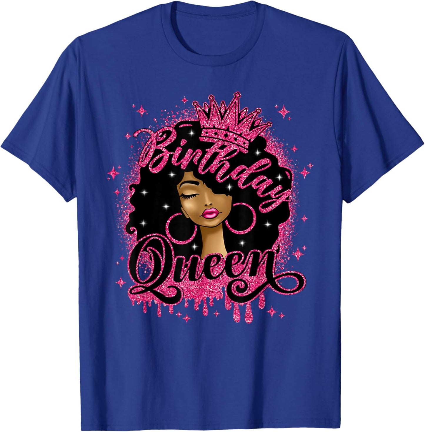 Birthday Queen Cute Curly Afro Black Women It's My Birthday T-Shirt - T-Shirt | Royal