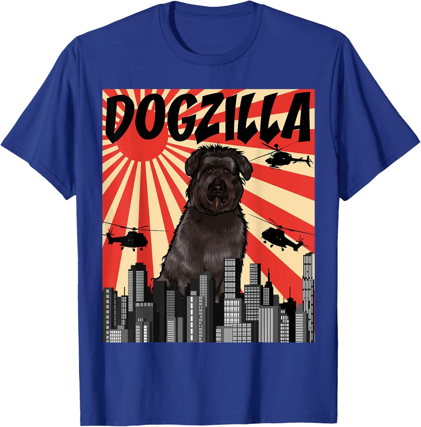 Funny Retro Japanese Dogzilla Bouvier des Flandres T-Shirt - T-Shirt | Royal