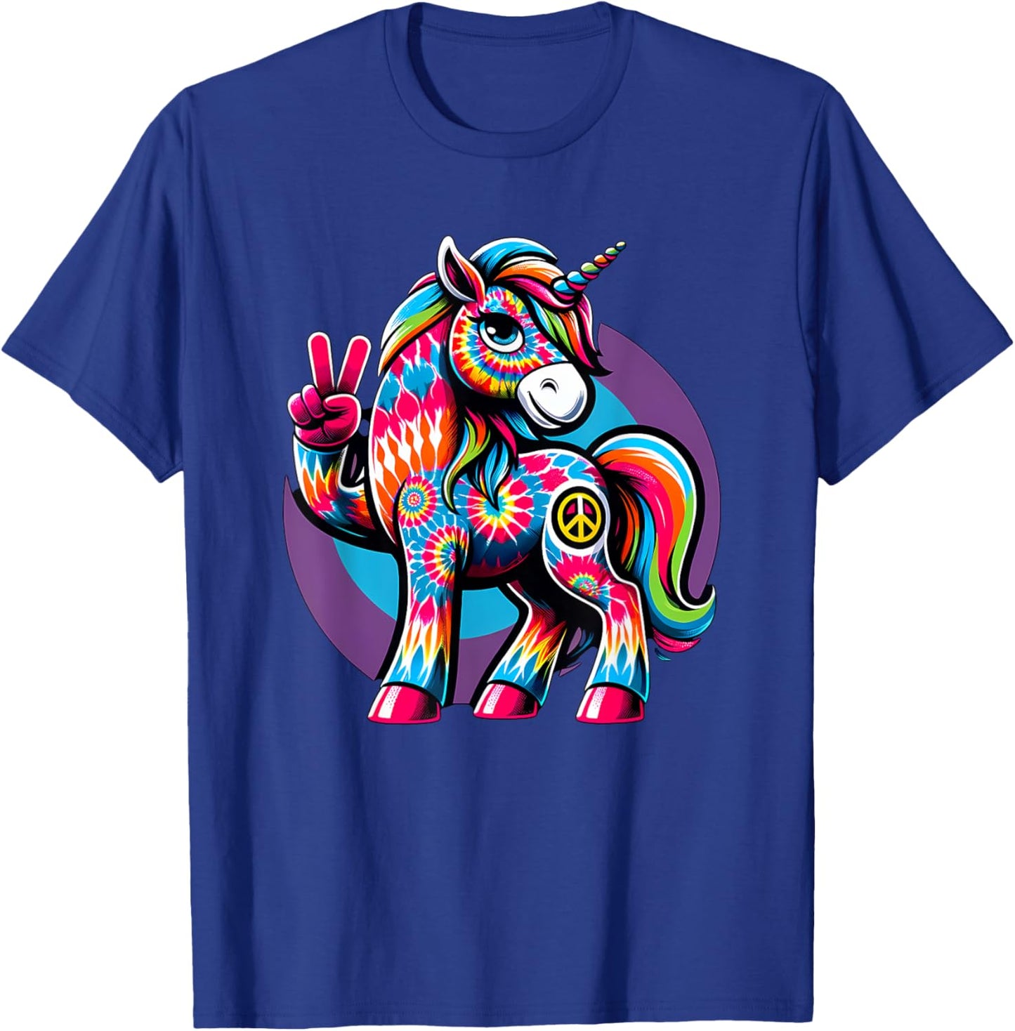 Peace Sign Tie Dye Unicorn T-Shirt - T-Shirt | Royal